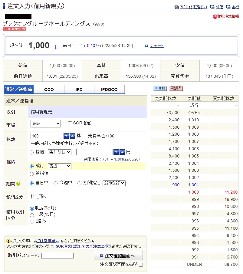 優待クロスつなぎ売り